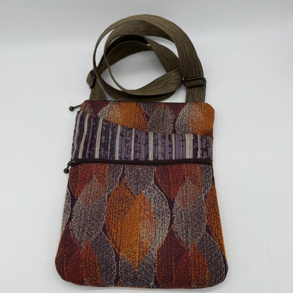 Maruca Design Woven Jacquard Crossbody Bag Autumn Leaf Pattern Boulder CO